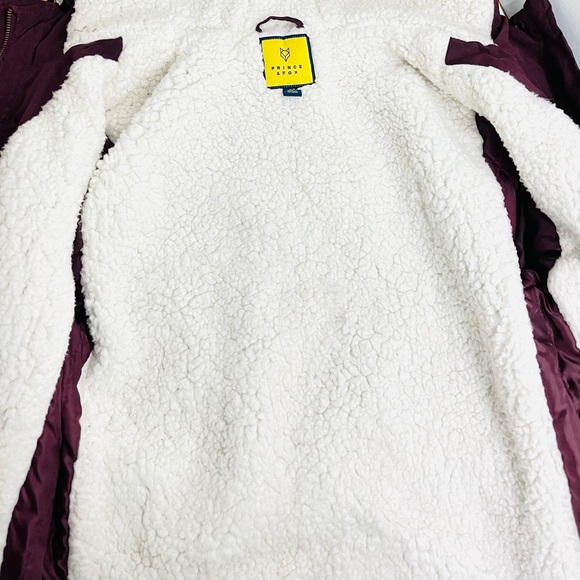 AEROPOSTALE — PRINCE & FOX, SMALL BURGUNDY FUR-LINED WINTER COAT, UTILITY JACKET - Picture 8 of 14